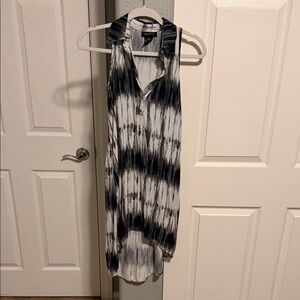 Sleeveless Black and White Tie-Dye Women's Top